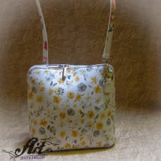  Дамска чанта от естествена кожа "Цветя" L-009